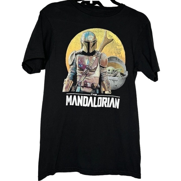 Star Wars Mandalorian And Baby Yoda Graphic Print T-Shirt medium - Picture 2 of 5